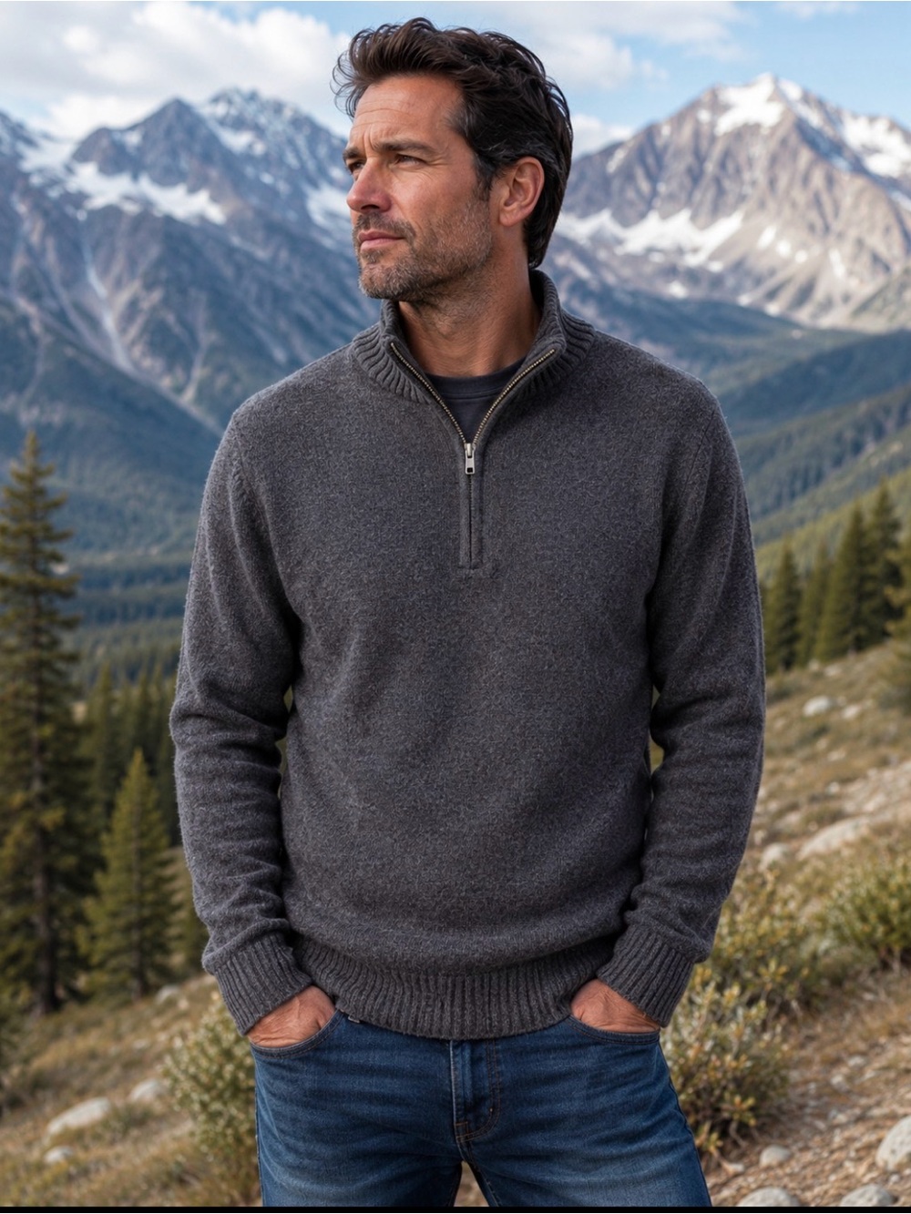 Patagonia Charcoal Zip-Neck Men's Sweater